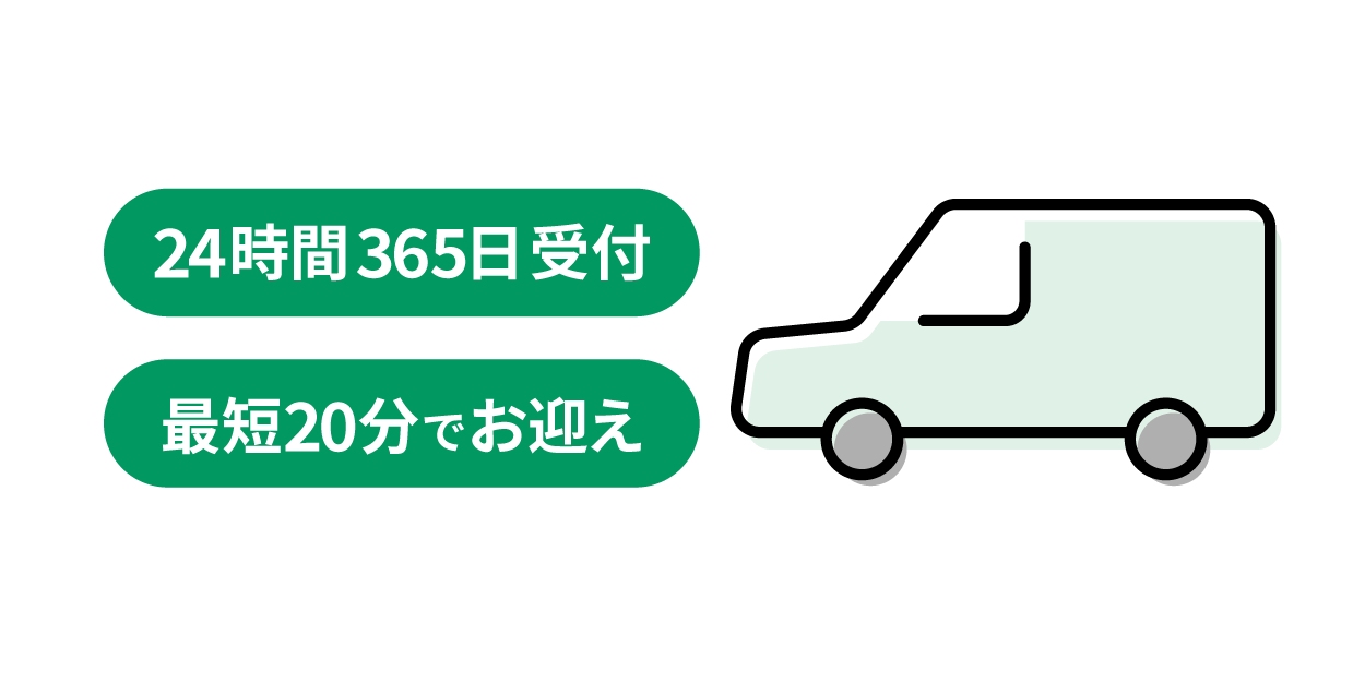 24時間365日受付 最短20分でお迎え