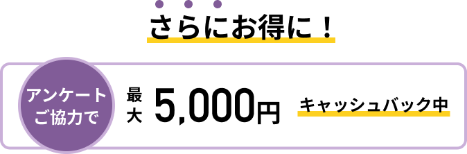 アンケートご協力で最大5000円キャッシュバック中