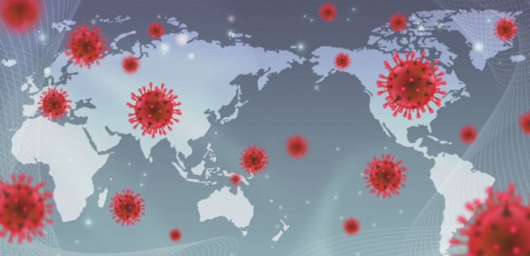 世界地図の感染拡大の画像